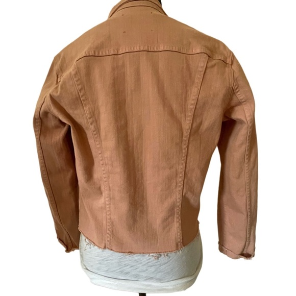 L’AGENCE Dusty Pink Size Medium Janelle Raw Denim Jacket Spring NWOT Cropped - Picture 3 of 7